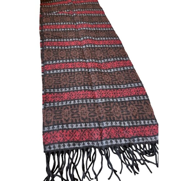 Sykt Pashmina 100% Wool Patterned Fringe Scarf - Picture 6 of 6
